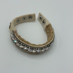 Juicy Couture Bracelet Bling Rhinestones Rope Macrame Tan Beachy Boho